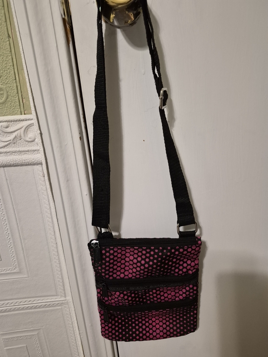 Dickies Handbags - Pink Polka Dot Dickies  Crossbody Bag with Black Strap